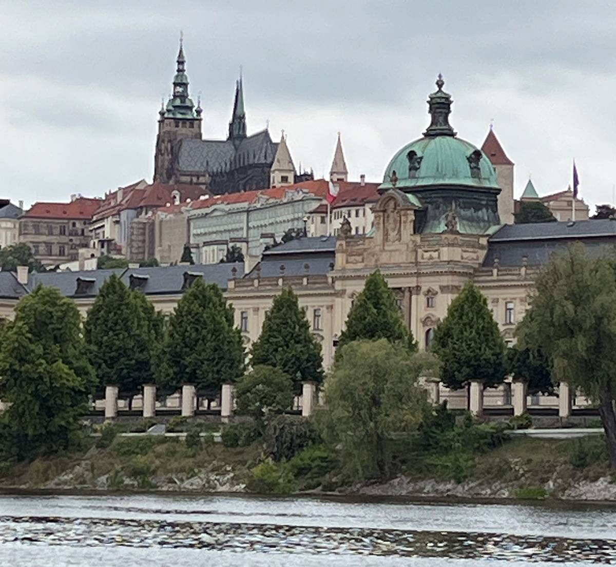 Prague as seen with the Vltava river in front