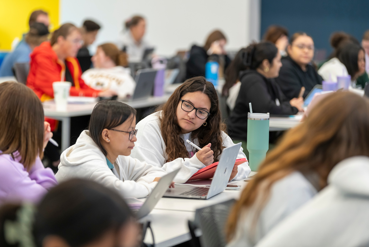 health science students learning in classroom