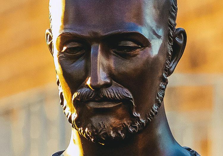 St. Ignatius statue close up.