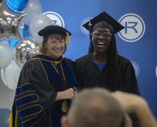 President Cassady and a student in the Companions at Chillicothe program