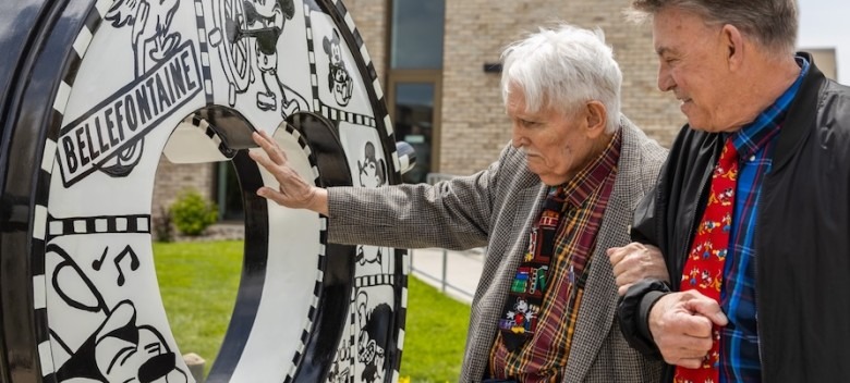 Heart Sculpture Honoring Disney Gets Visit from Special Guests