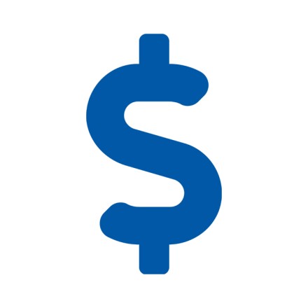 Blue dollar sign on white background