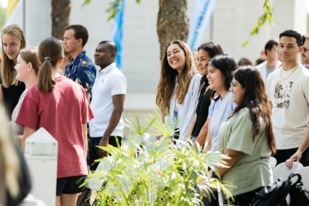 Group of diverse students on rockhurst's campus