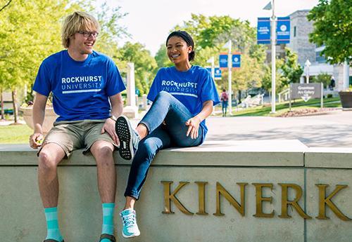 Two students on the university quad