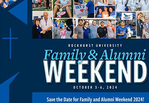 Postcard inviting alumni to Family and Alumni Weekend 2024. Shows series of event photos. 